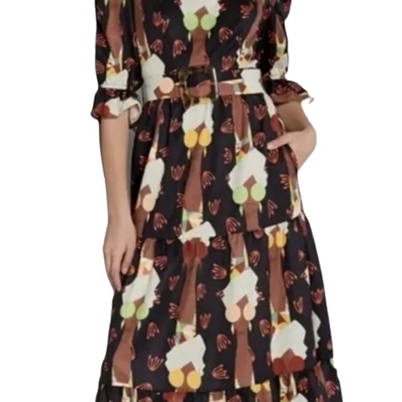 Hutch X ModCloth Dress Let’s Go Boho Brown Black Multi Maxi Size 4 - Picture 6 of 16